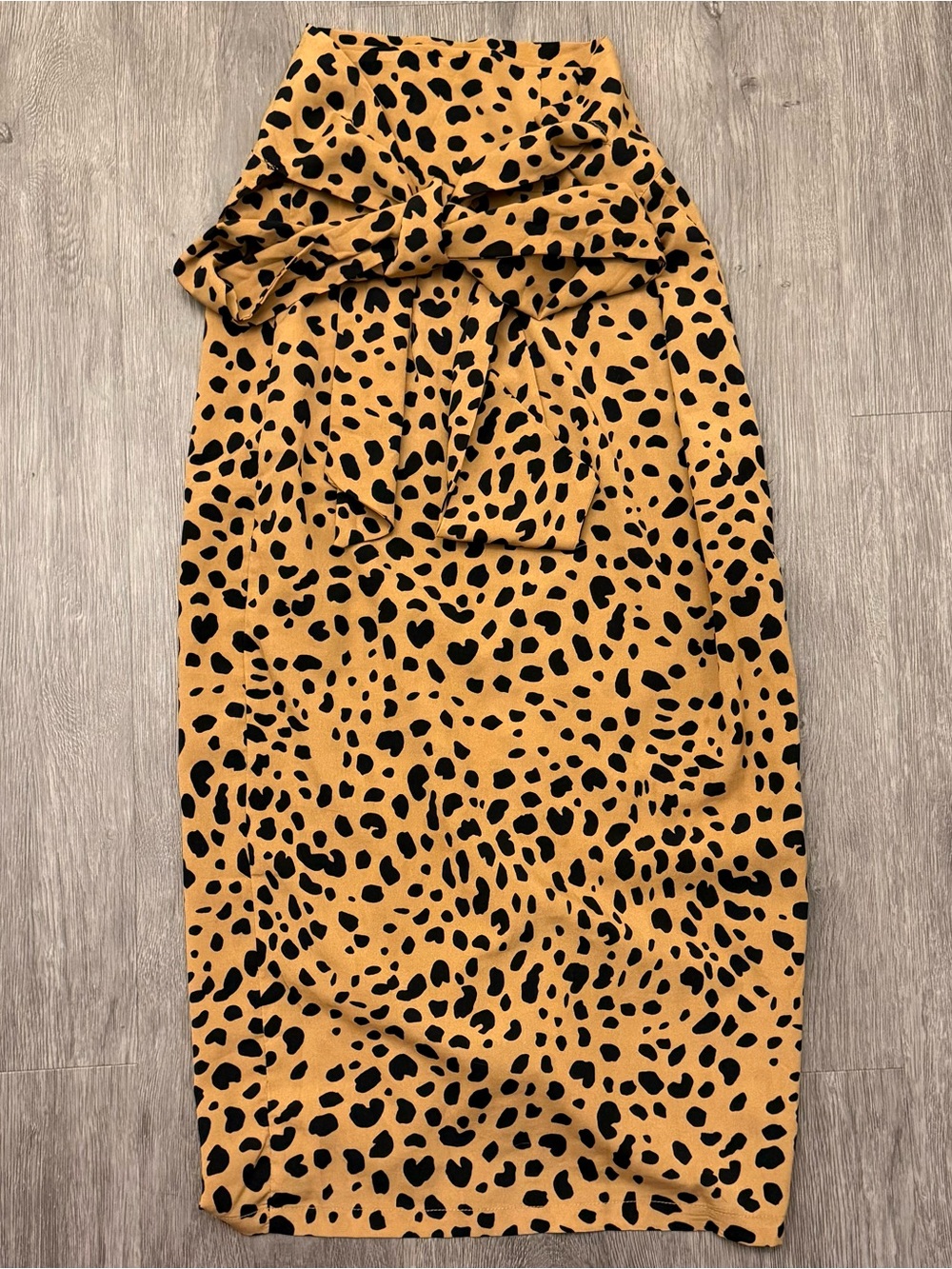 Lulus Tan Animal Print Wrap Midi Skirt